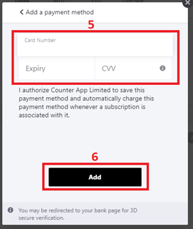 Counter update payment method 4