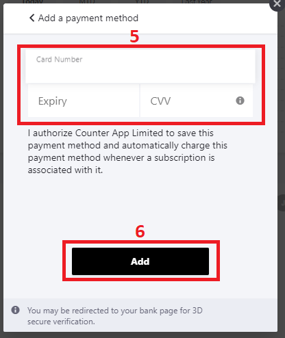 Counter update payment method 4