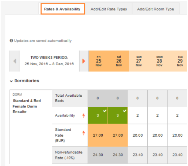 Updating Availability Using Hostelworld Inbox